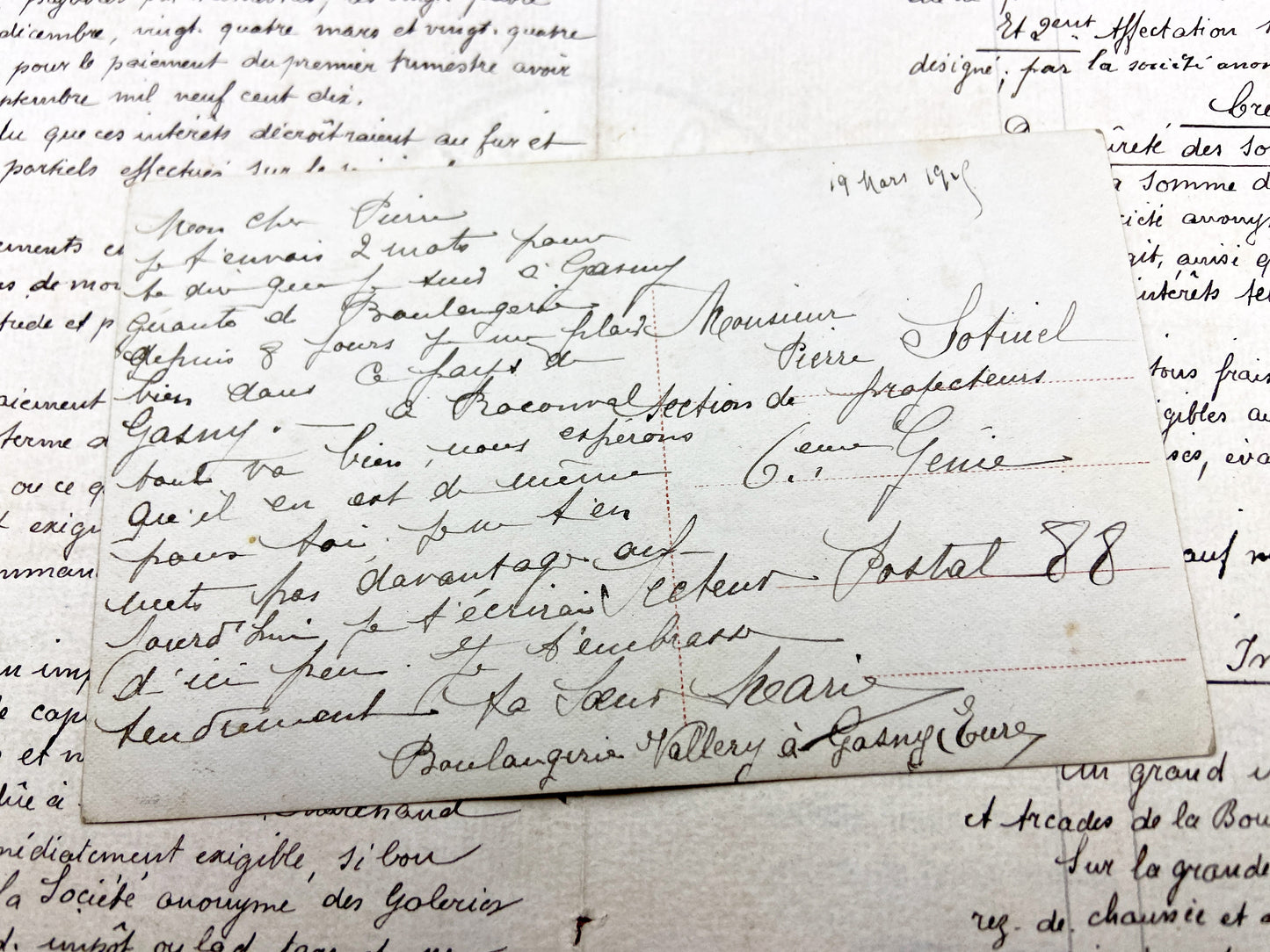 1910s - Vintage French Postcard - Woman Reading Letter - WWI Era Sentiment - Handwritten Postcard