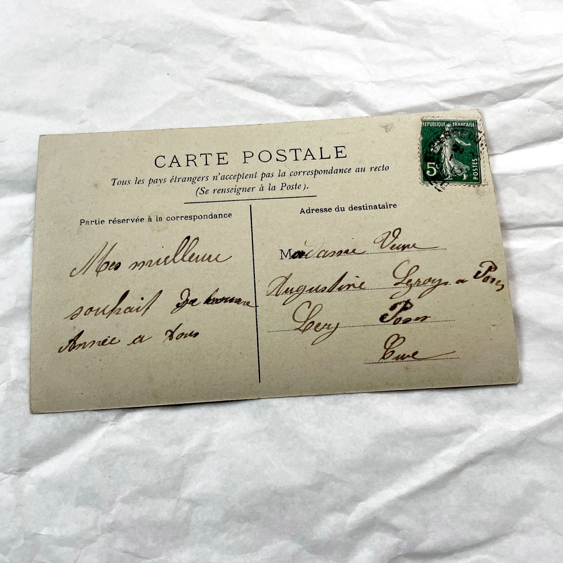 1900s - French Happy New Year Postcard - Edwardian Woman Snowy Scene - Antique Holiday Greeting Card - Belle Epoque - Charming Collectible