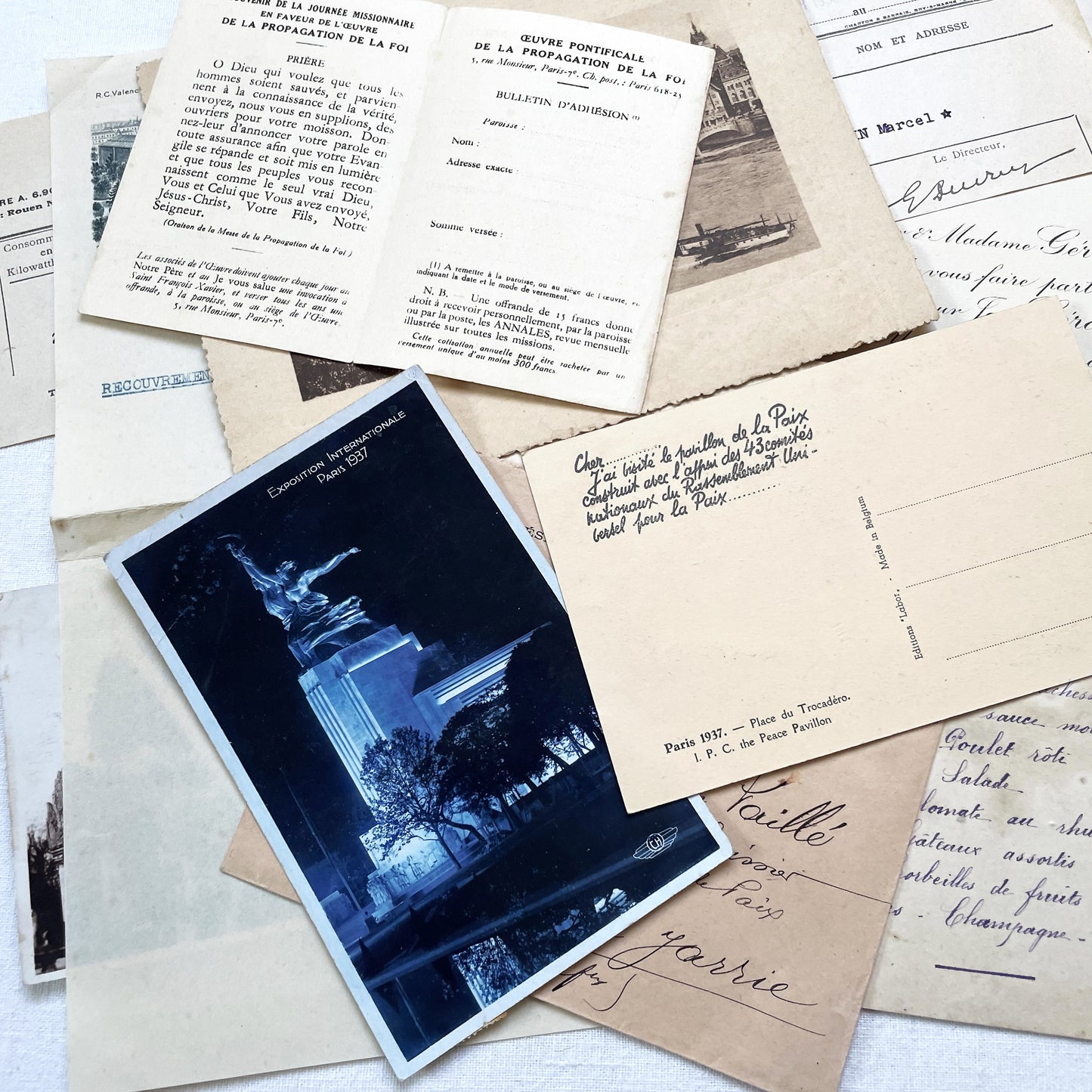 1930s - French Ephemera Lot - Vintage Paper Pack for Junk Journaling and Scrapbooking - Antique Letters, Postcards, Photos, & Invoices