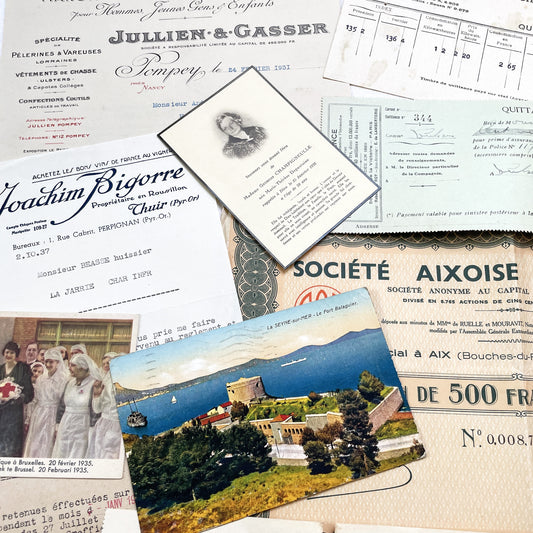 1930s - French Ephemera Documents - Vintage Paper Lot - Junk Journaling - Scrapbooking - Collectible Historic French Mementos