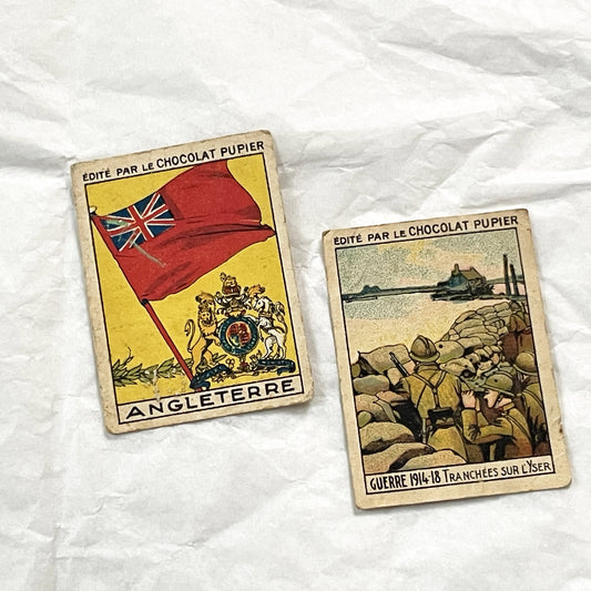 1910s - 10 Chocolat Pupier Trade Cards - Belgian and English History, Royalty, Military Collectibles - Set of Ten Illustrated Chromos