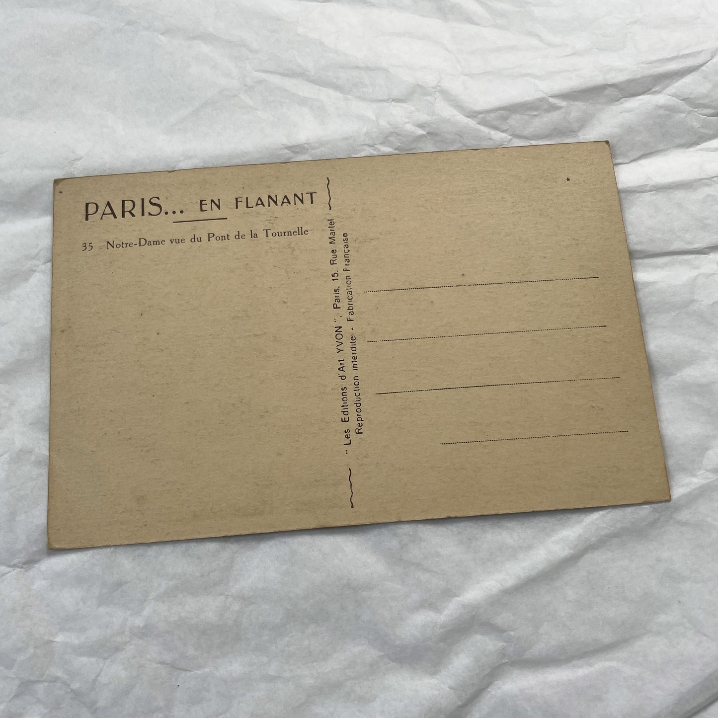 1930s - Vintage Notre Dame Cathedral Postcard - Paris France Architecture - Seine River Bridge View - Sepia Tone Print - Parisian Landmark