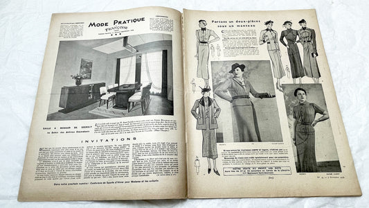 1930s - Mode Pratique Magazine - French Vintage Fashion Publication - Sewing Patterns - Winter Ensembles - Home Decor - Advertisements