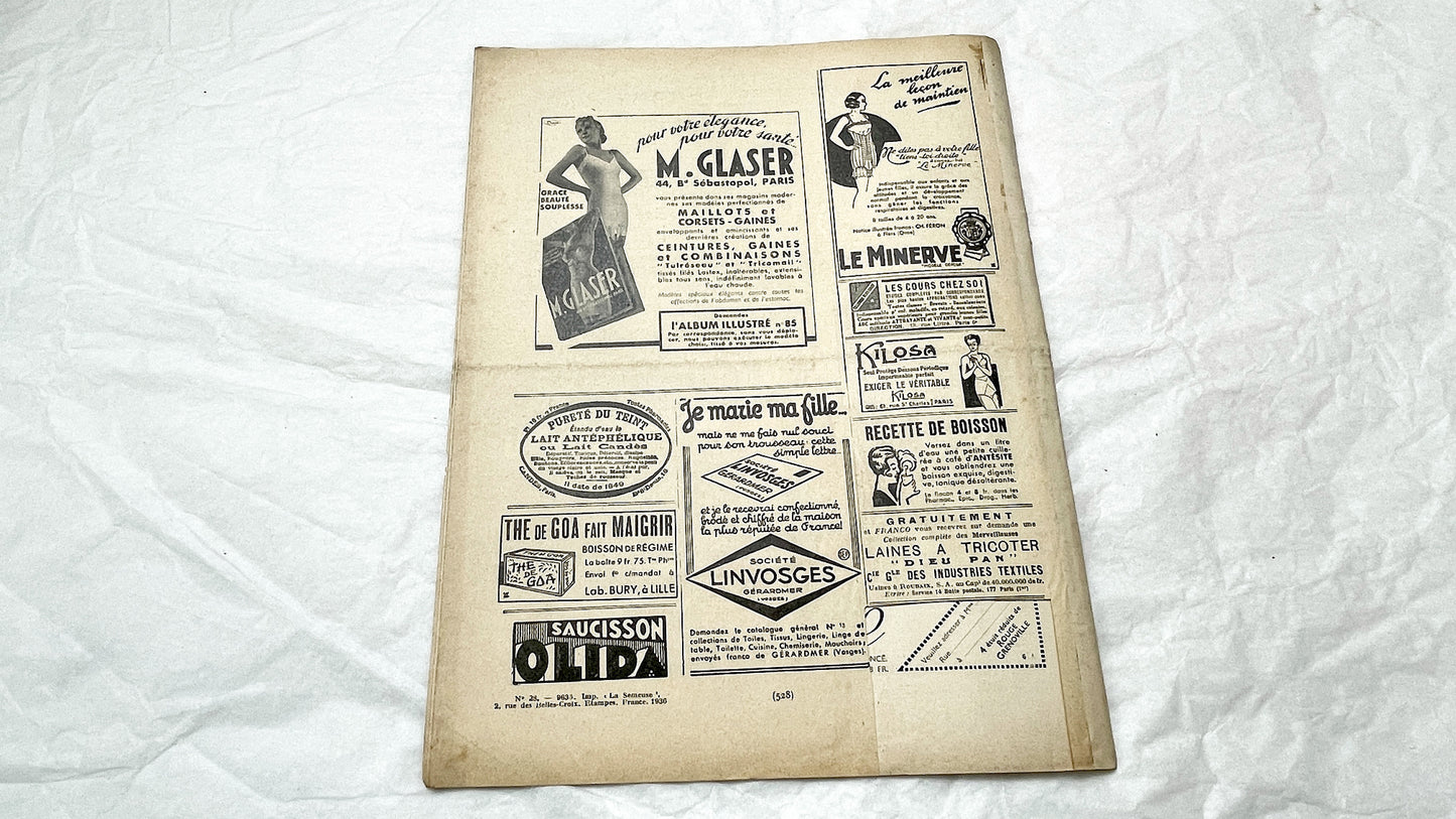 1930s - Vintage French Fashion Magazine - Mode Pratique - 1936 - Elegant Women's Styles - Sewing Patterns - Retro Advertising - Ephemera