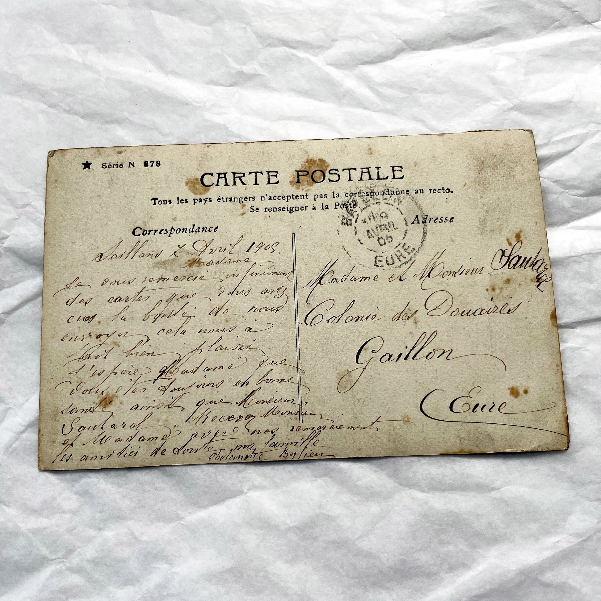 1900s - Antique Hand-Colored Postcard - Two Girls With Daisy Flower Wreath in Wheat Field - Stebbing Paris Art Nouveau Era Collectible