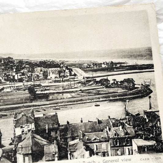 1940s - Deauville La Plage Fleurie Postcard - Vintage French Seaside Town General View Normandy France - Historic Photo Card