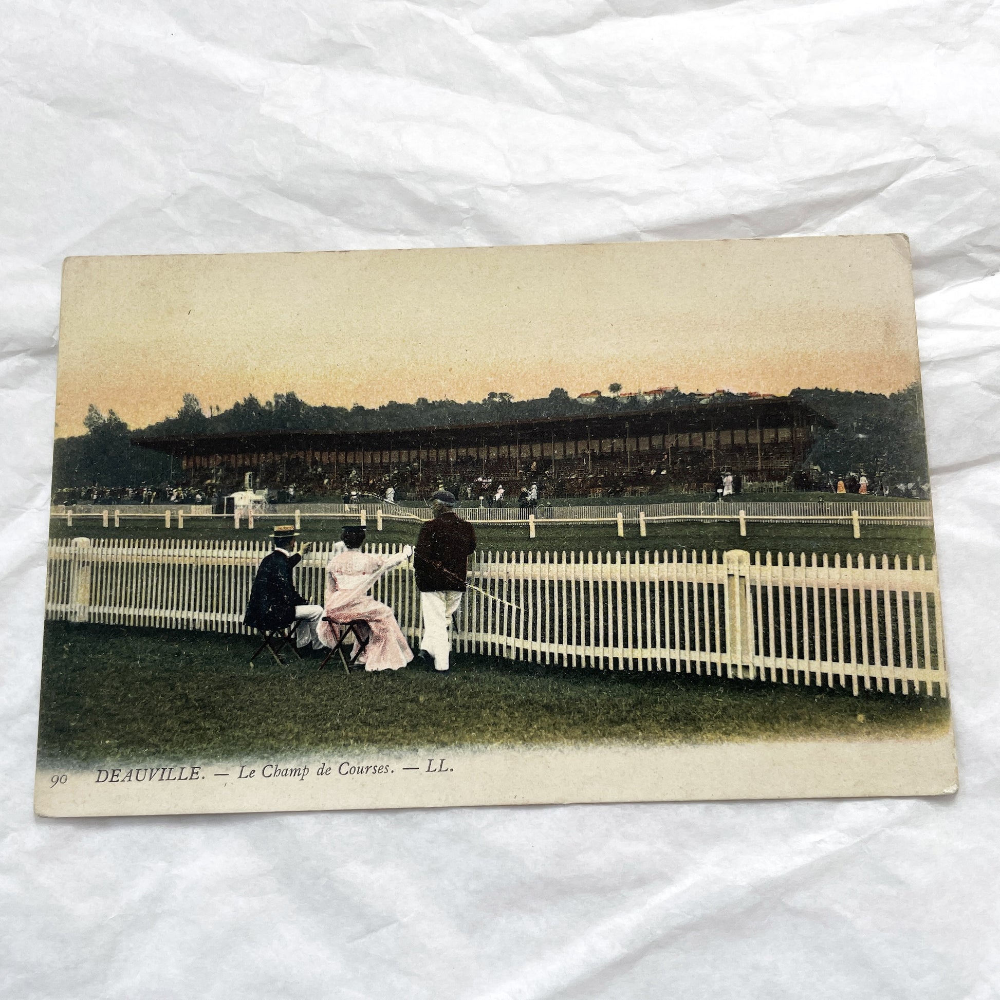1900s - Deauville Racecourse Postcard - Vintage French Horse Racing Scene - Belle Époque Normandy Ephemera Collectible - Old Photograph