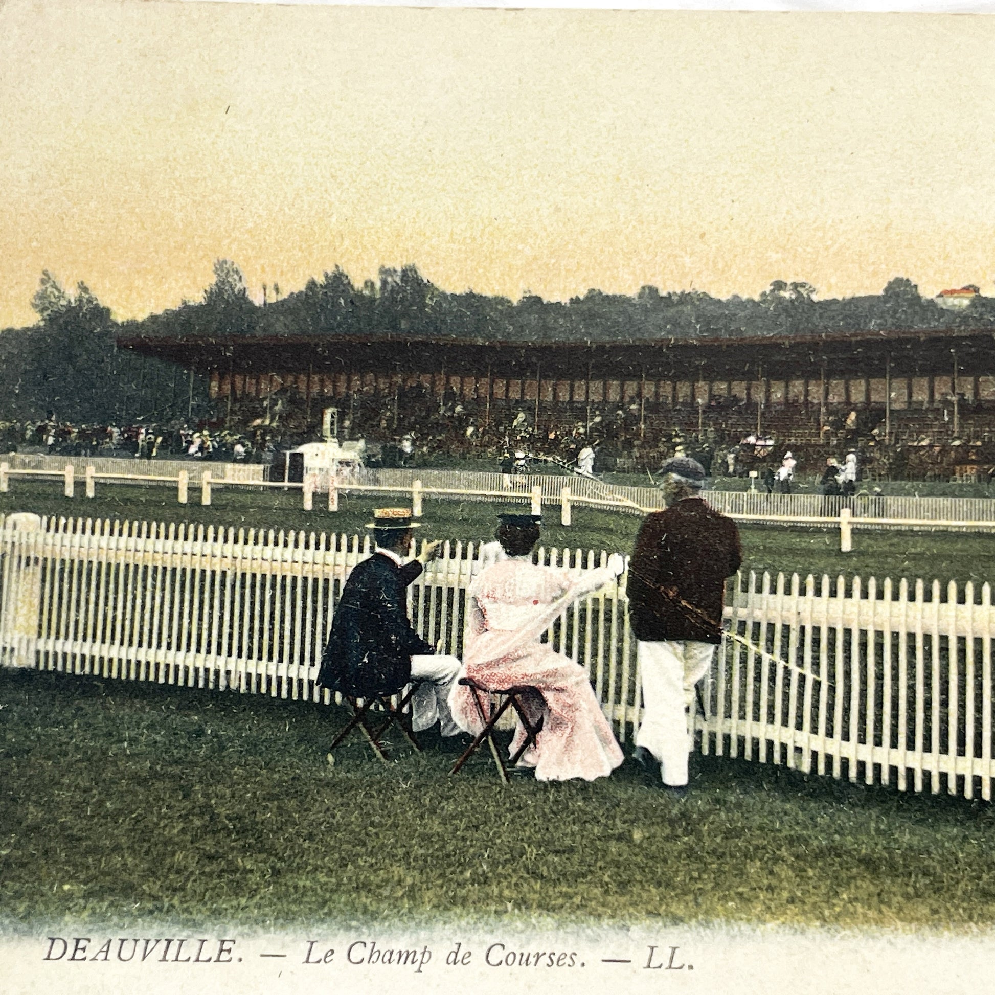 1900s - Deauville Racecourse Postcard - Vintage French Horse Racing Scene - Belle Époque Normandy Ephemera Collectible - Old Photograph