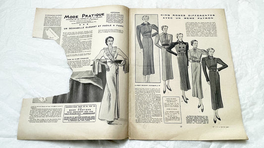 1930s - French Fashion Magazine - Vintage Style and Dressmaking Patterns - Home Decor - Retro Lifestyle - Collectible Paper Ephemera