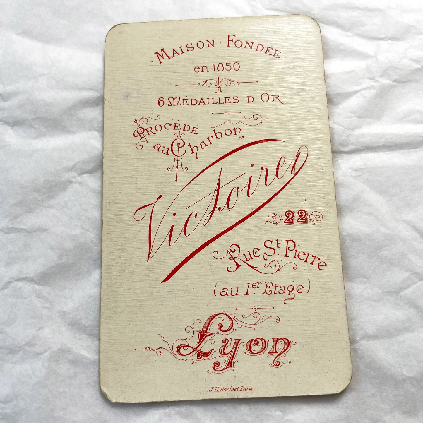 Late 19th - Vintage Carte de Visite Photograph of a Moustachioed French Gentleman - Studio Victoire Lyon, France