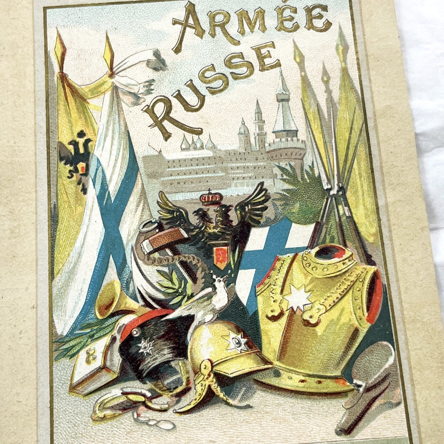 1900s - 2 Antique Russian Imperial Army Military Chromo Cards - Infantry And Cavalry Vintage Ephemera Collection - Historic Collectible