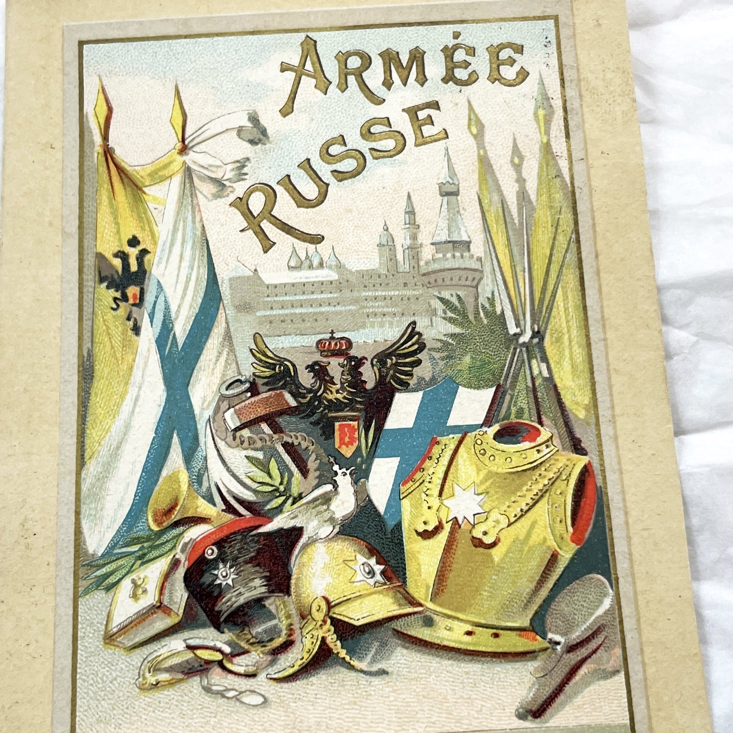 1900s - 2 Antique Russian Imperial Army Military Chromo Cards - Infantry And Cavalry Vintage Ephemera Collection - Historic Collectible