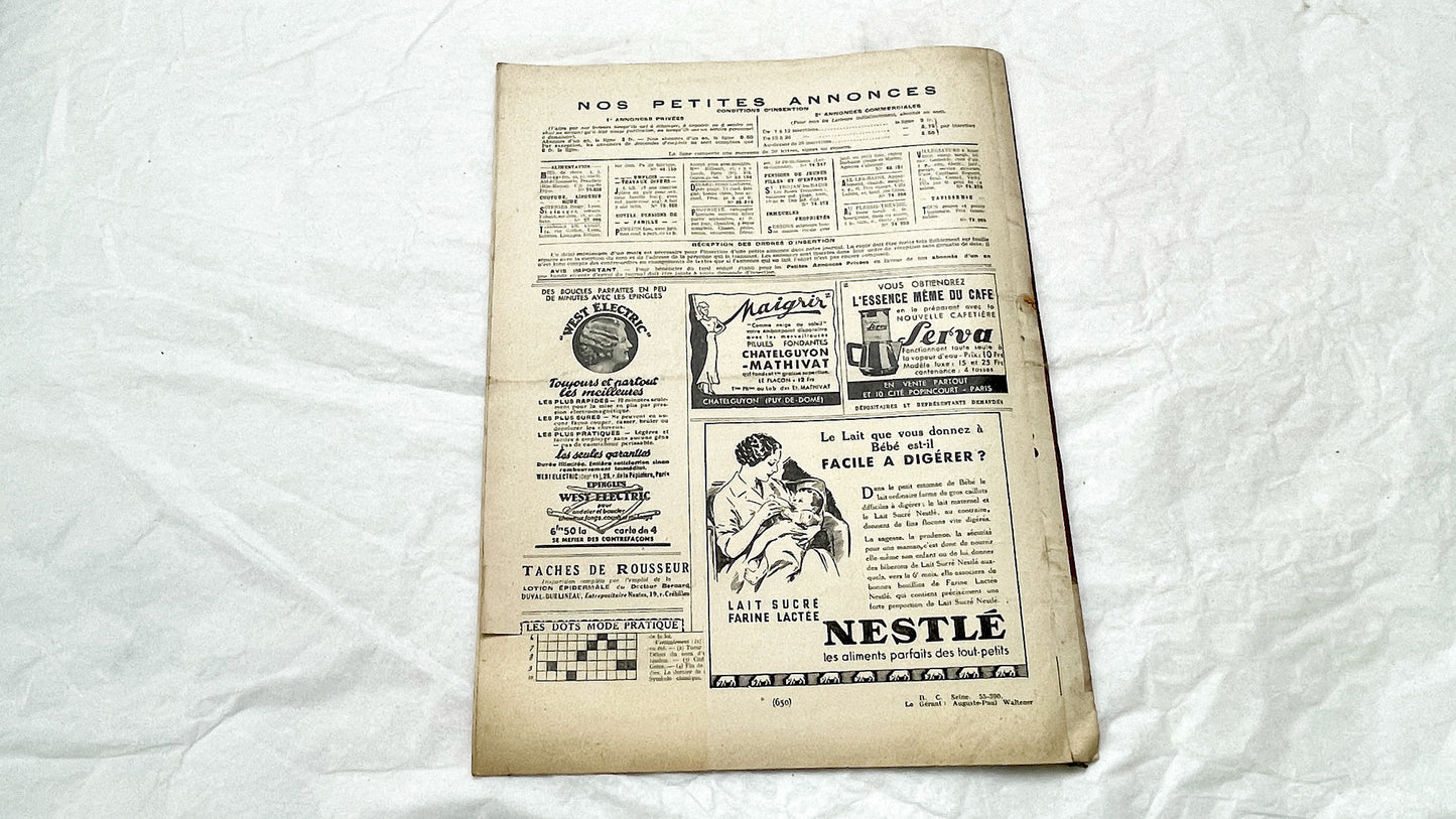 1930s - Vintage French Fashion Magazine - Mode Pratique - Elegant Style - Sewing Patterns - Home Crafts and Lifestyle Advice