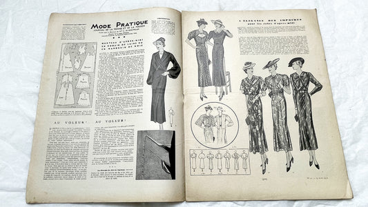 1930s - Vintage French Fashion Magazine - Mode Pratique - Women's Historical Style and Home Décor Guide - Collectible Magazine