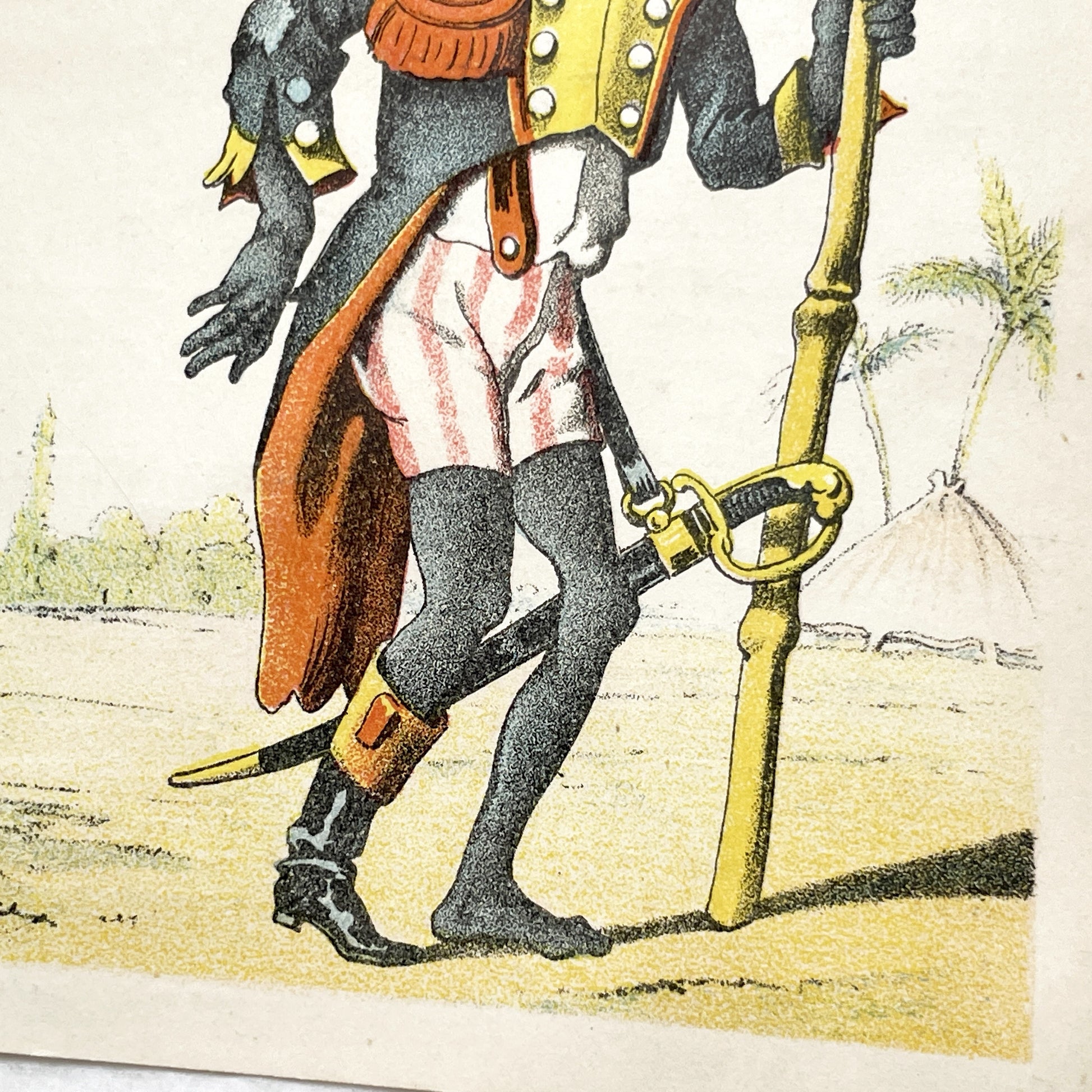 Late 19th Century - Huge French Advertising Trade Card - P. Rousseau Hat & Fashion Modes - Colonial Caricature - Vintage Art Ephemera