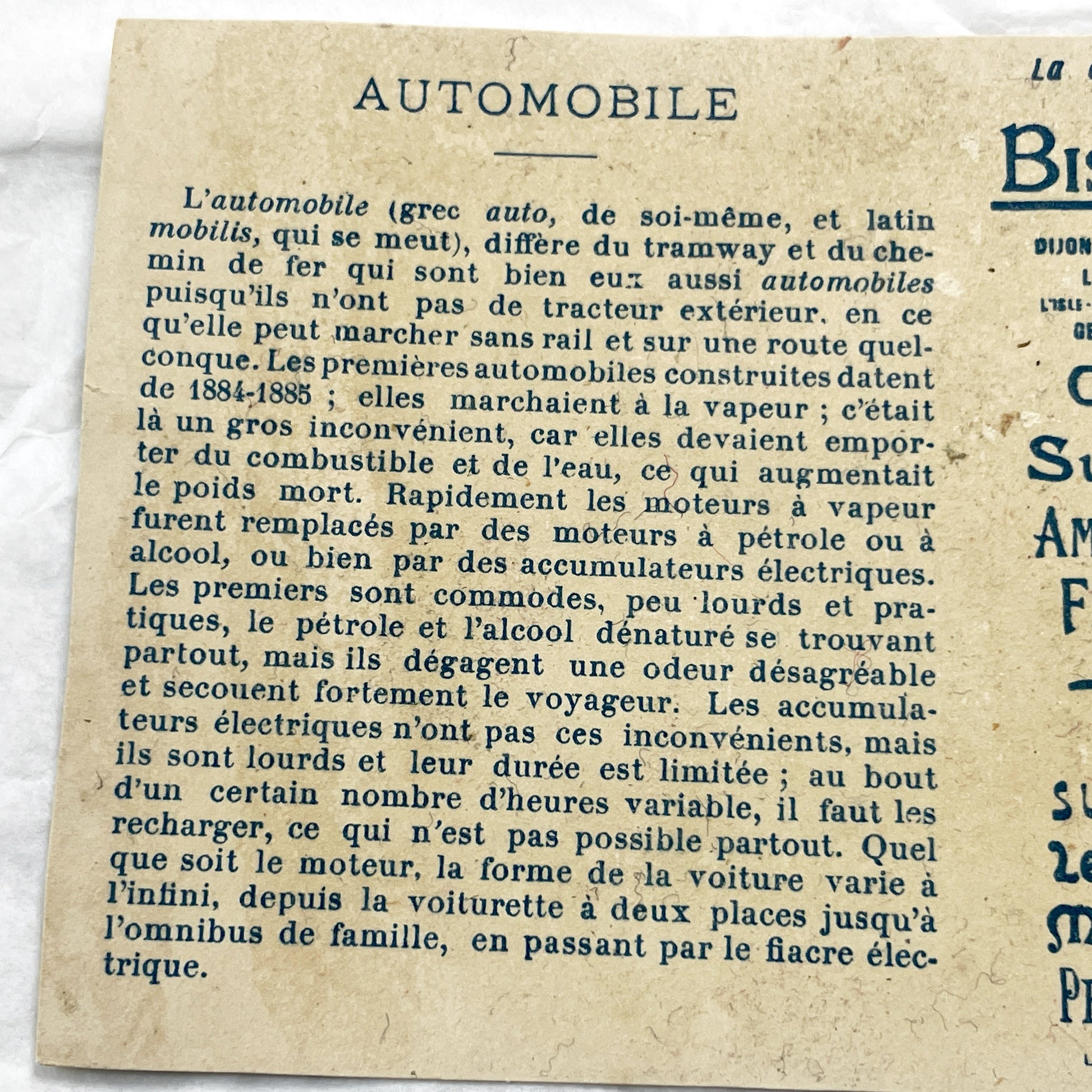 1900s - Vintage French Biscuits Pernot Advertising Chromo - Automobile Family Trip Art Card - Early 20th Century Ephemera