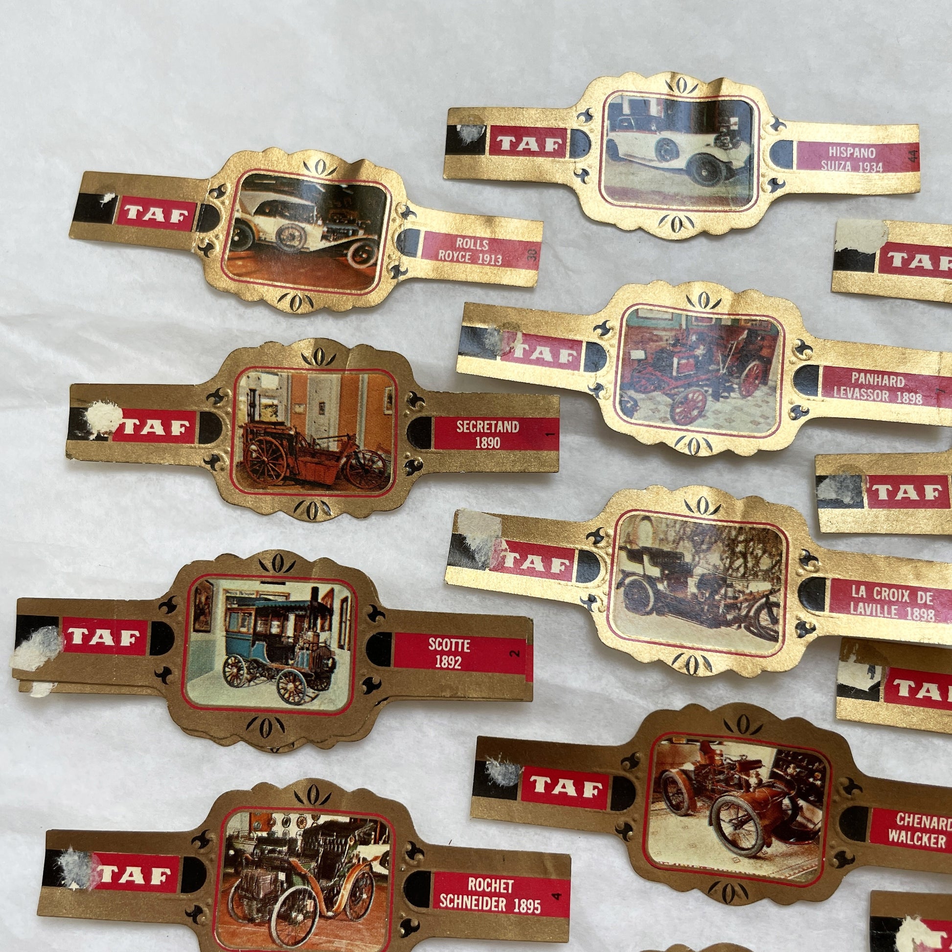 1970s - 37 Vintage Car Cigar Bands Collection - Antique Automobile Ephemera - Tobacco Labels - Early Motoring History Collectibles