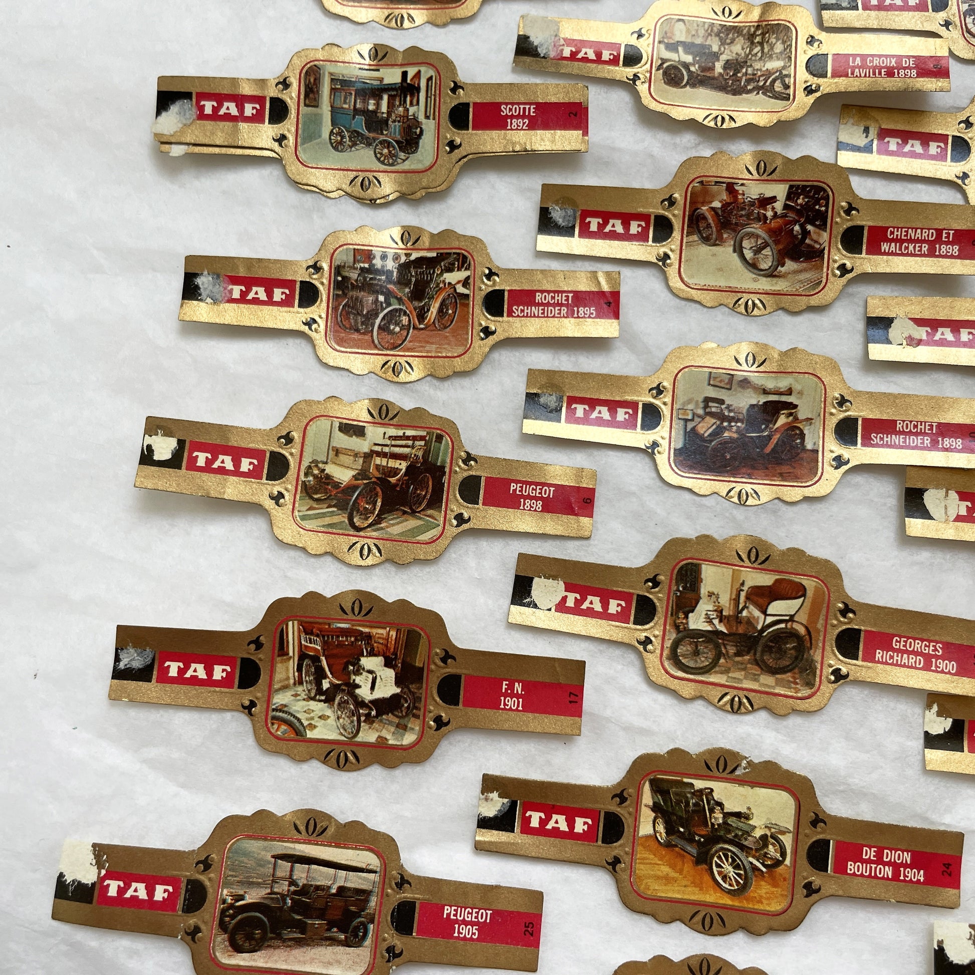 1970s - 37 Vintage Car Cigar Bands Collection - Antique Automobile Ephemera - Tobacco Labels - Early Motoring History Collectibles