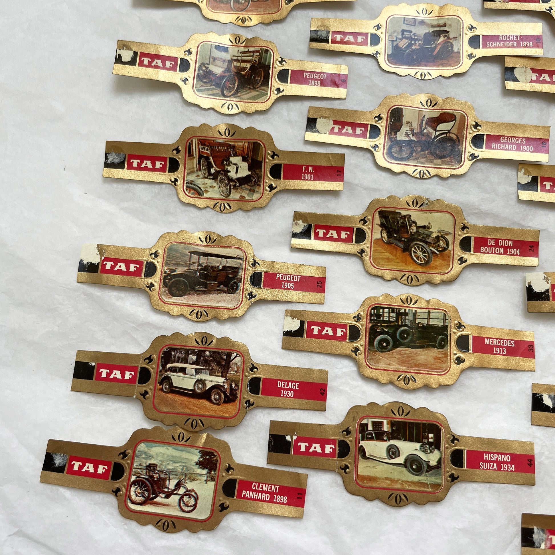 1970s - 37 Vintage Car Cigar Bands Collection - Antique Automobile Ephemera - Tobacco Labels - Early Motoring History Collectibles