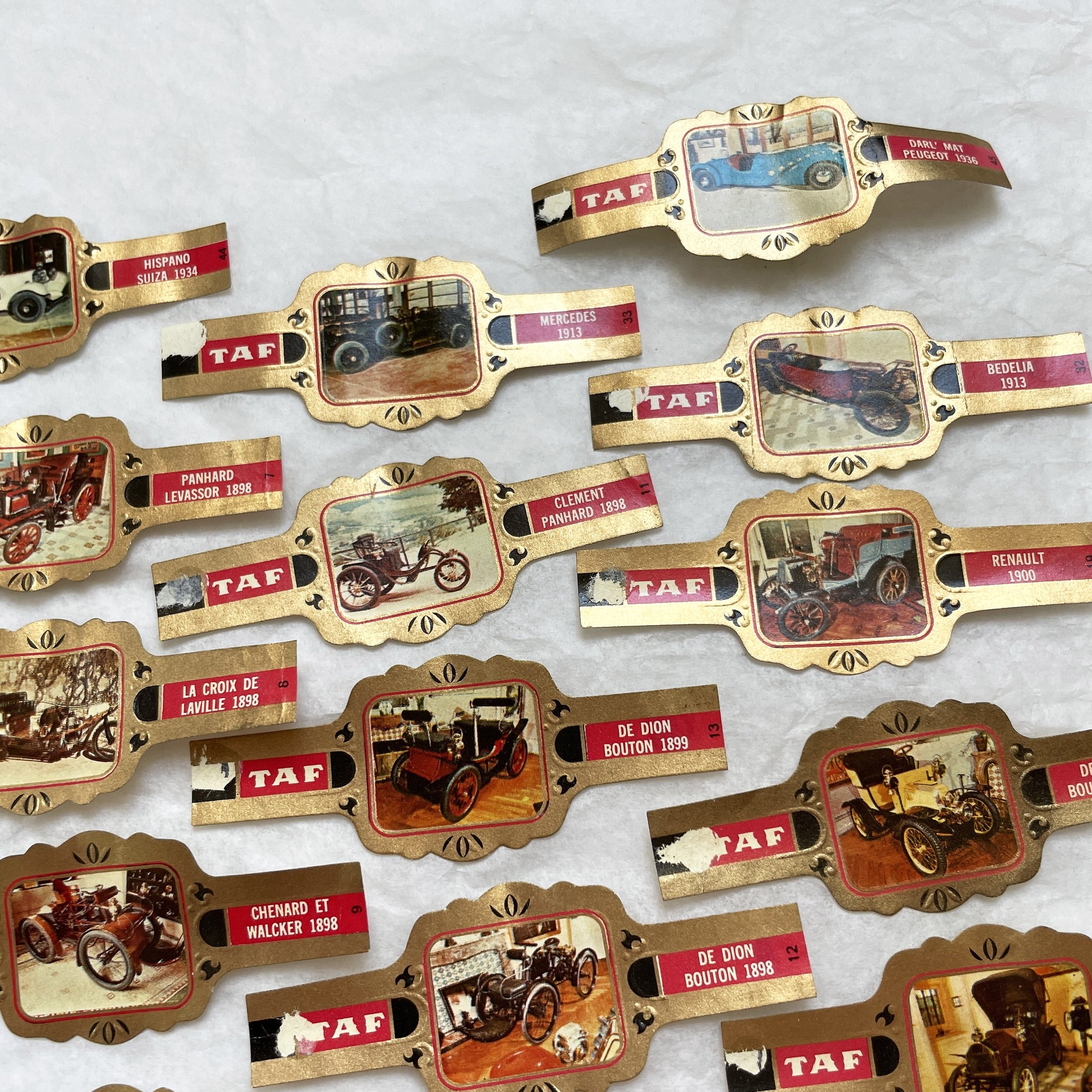 1970s - 37 Vintage Car Cigar Bands Collection - Antique Automobile Ephemera - Tobacco Labels - Early Motoring History Collectibles