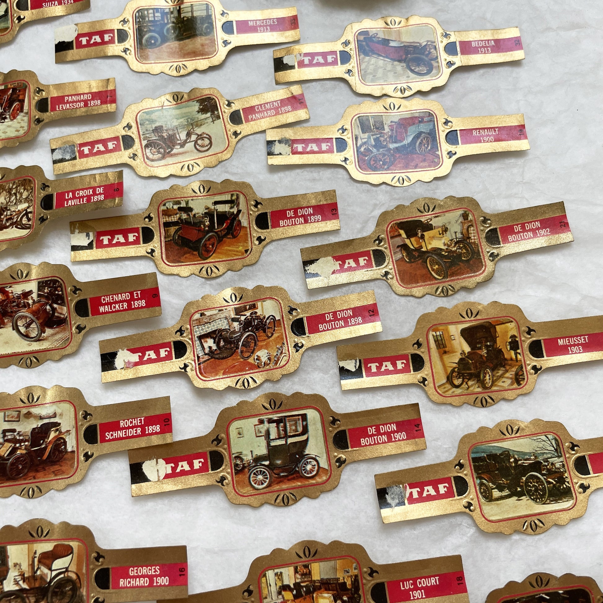 1970s - 37 Vintage Car Cigar Bands Collection - Antique Automobile Ephemera - Tobacco Labels - Early Motoring History Collectibles