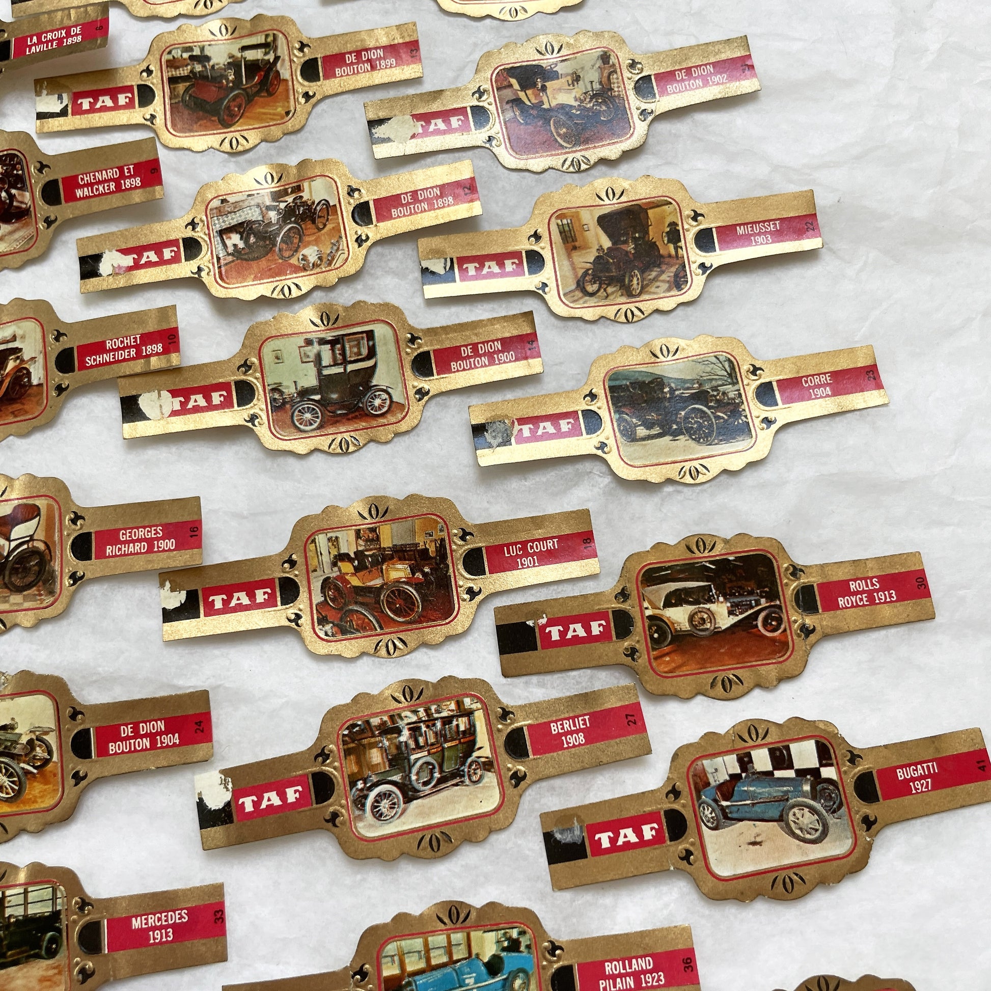 1970s - 37 Vintage Car Cigar Bands Collection - Antique Automobile Ephemera - Tobacco Labels - Early Motoring History Collectibles