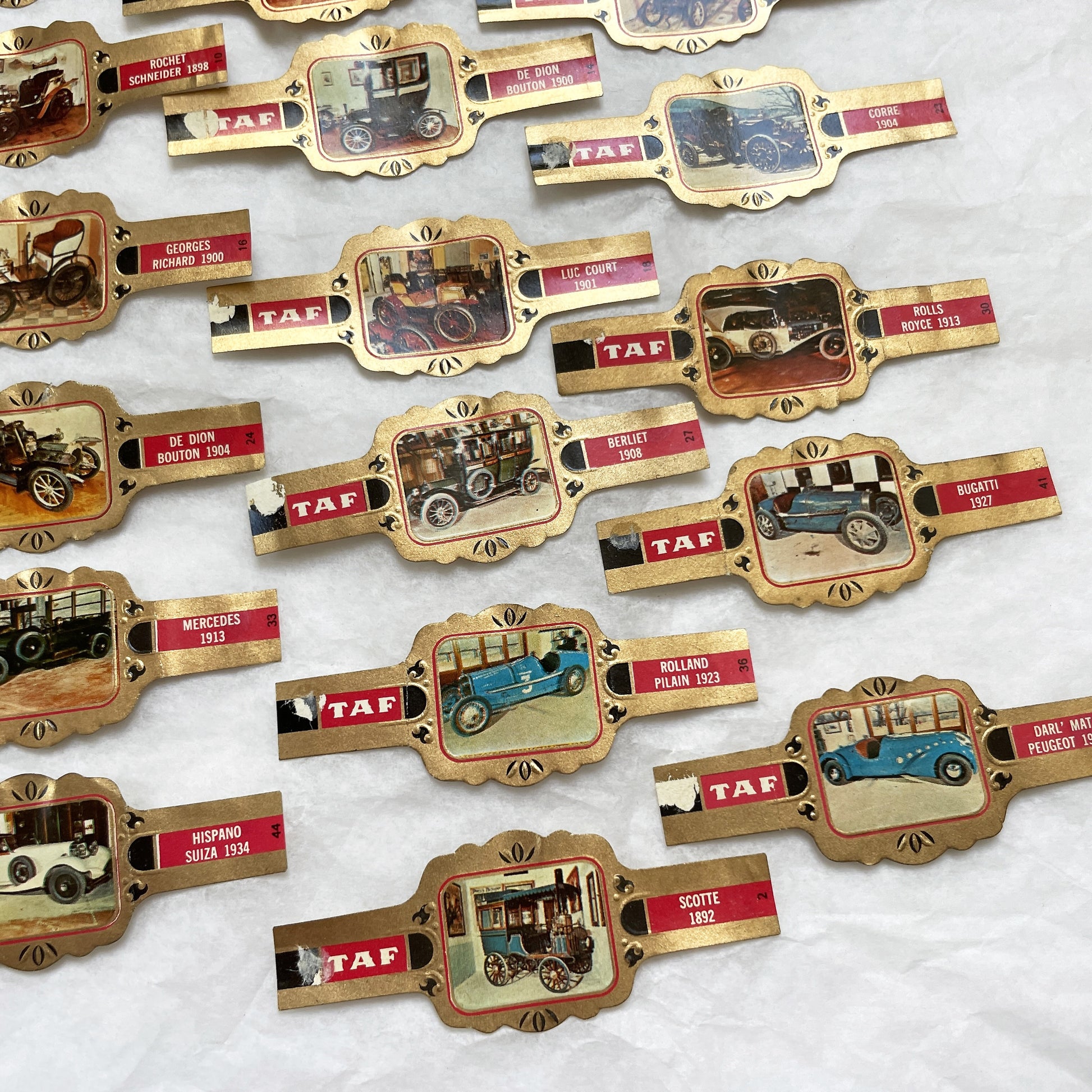 1970s - 37 Vintage Car Cigar Bands Collection - Antique Automobile Ephemera - Tobacco Labels - Early Motoring History Collectibles