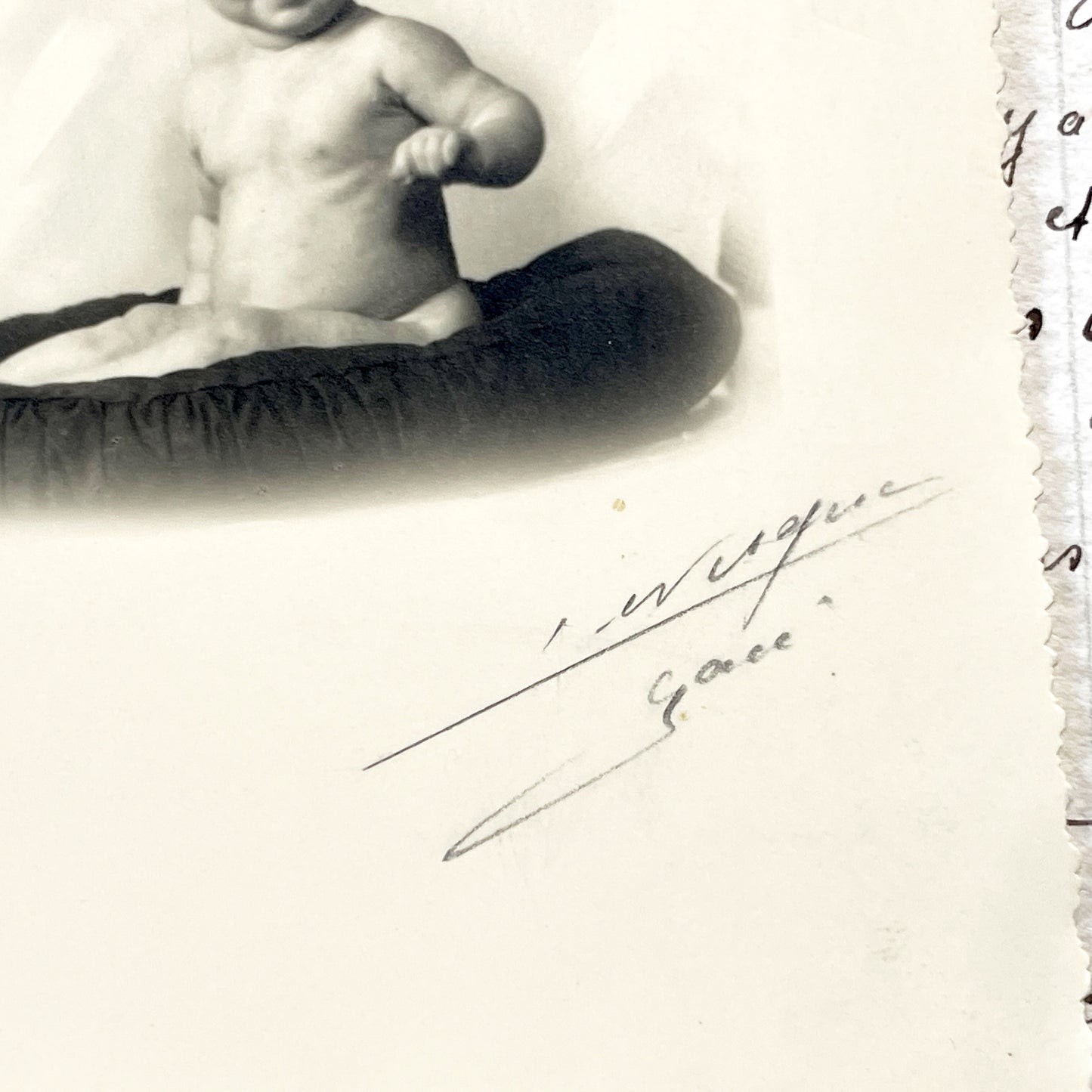 1900s - Vintage Black and White Baby Portrait - Charming Studio Photography - Adorable Infant on Cushion - Early 20th Century Childhood