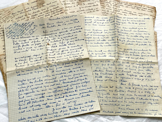 1940s - Two Original French Handwritten Love Letters - Poignant Wartime Romance, Vintage French Correspondence Ephemera from France