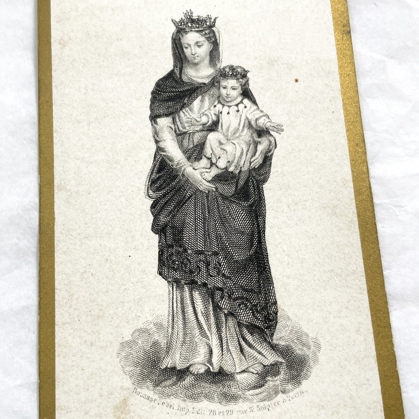 1900s - Antique French Religious Card - Our Lady of Gracay - Virgin Mary Infant Jesus - Devotional Art Print - Bouasse-Lebel