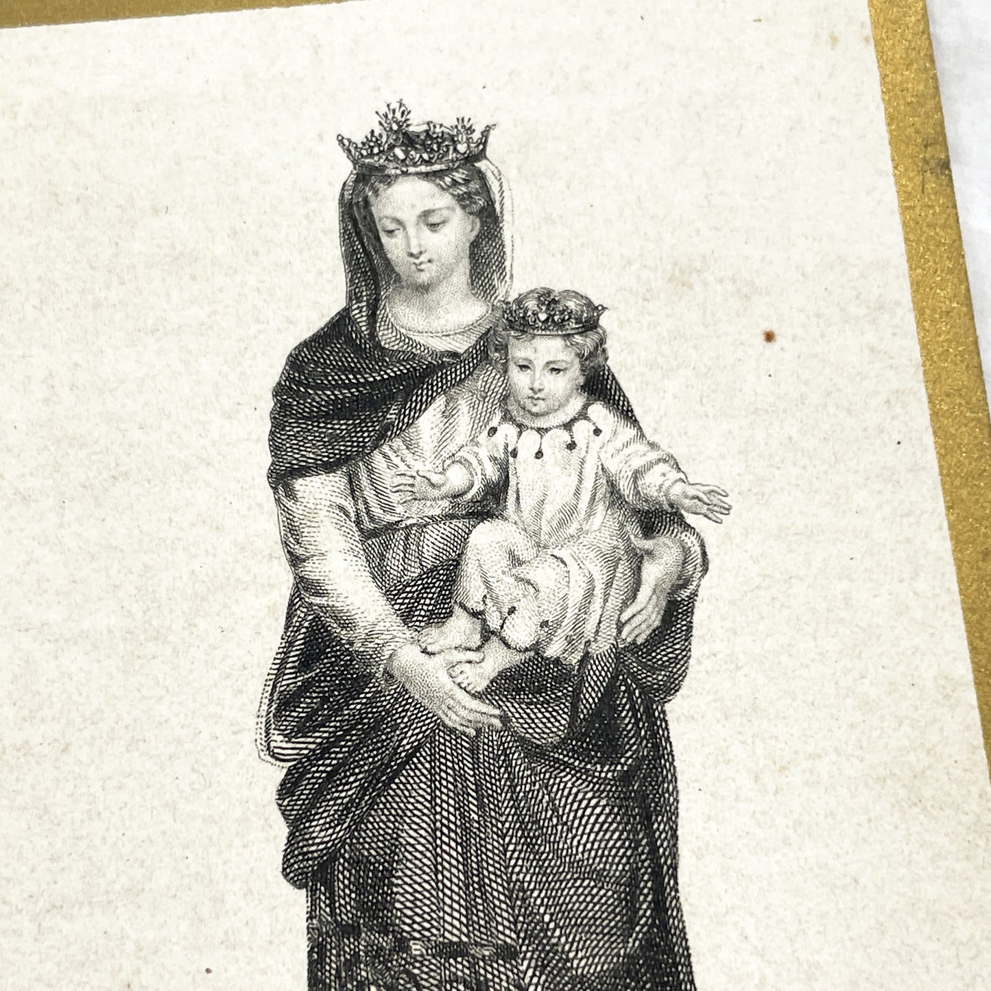 1900s - Antique French Religious Card - Our Lady of Gracay - Virgin Mary Infant Jesus - Devotional Art Print - Bouasse-Lebel