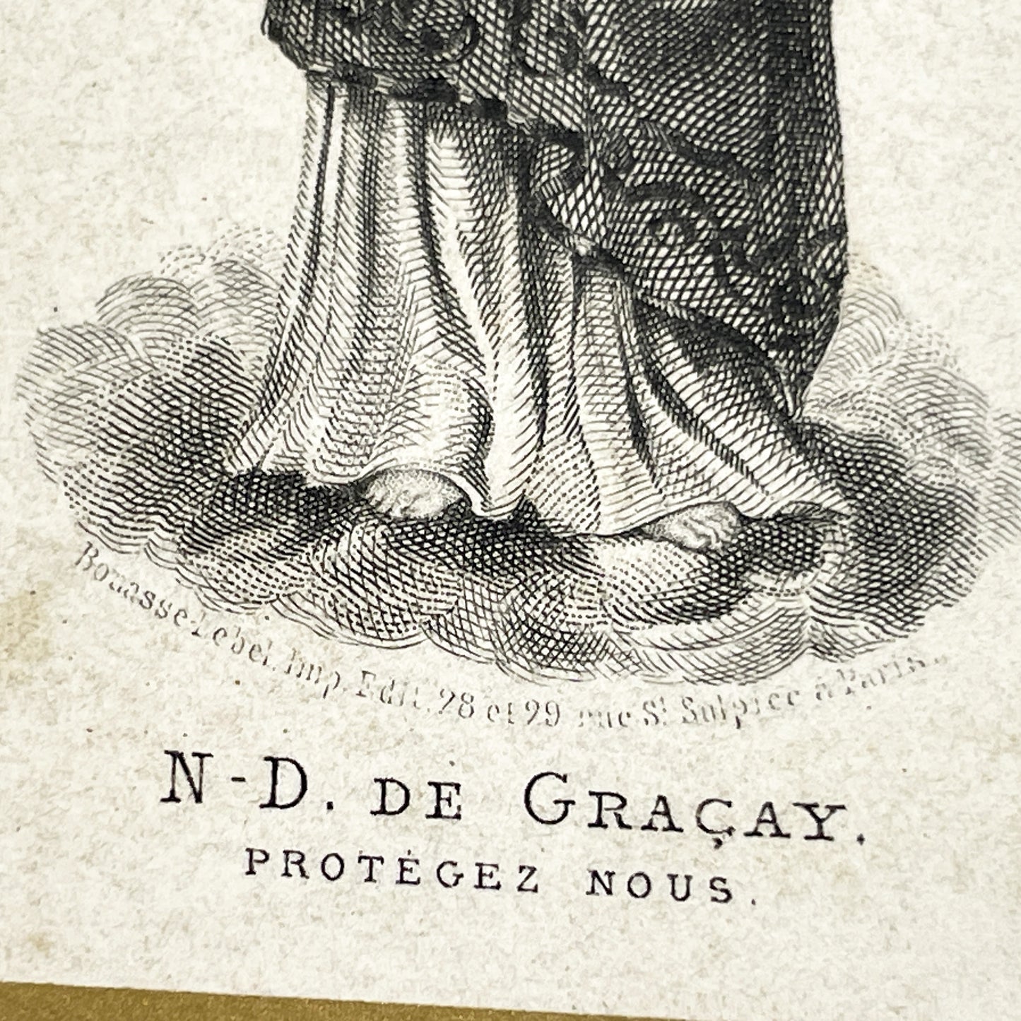 1900s - Antique French Religious Card - Our Lady of Gracay - Virgin Mary Infant Jesus - Devotional Art Print - Bouasse-Lebel