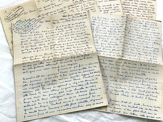 1940s - Two Romantic French Handwritten Love Letters from Lovers - Vintage WWII Era Correspondence Ephemera