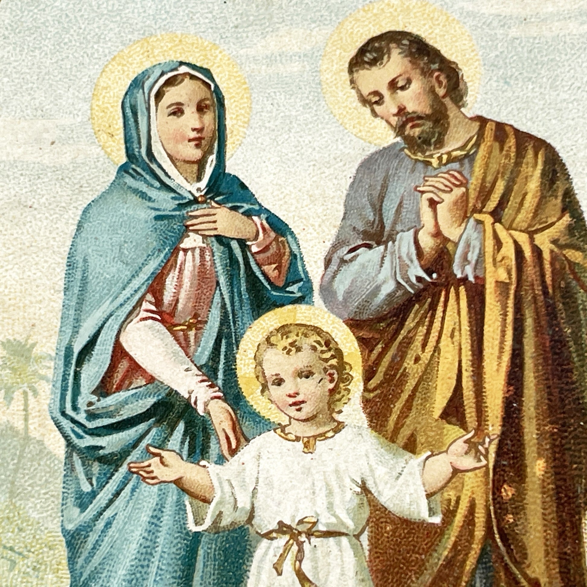 Late 19th - Holy Family Jesus Mary Joseph Religious Prayer Card - French Chromo Indulgence Catholic Art - Pope Leo XIII Devotion Collectible