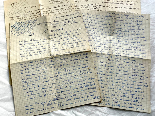 1940s - Two Original Handwritten French Love Letters - Authentic WWII Era Romance - Vintage French Correspondence