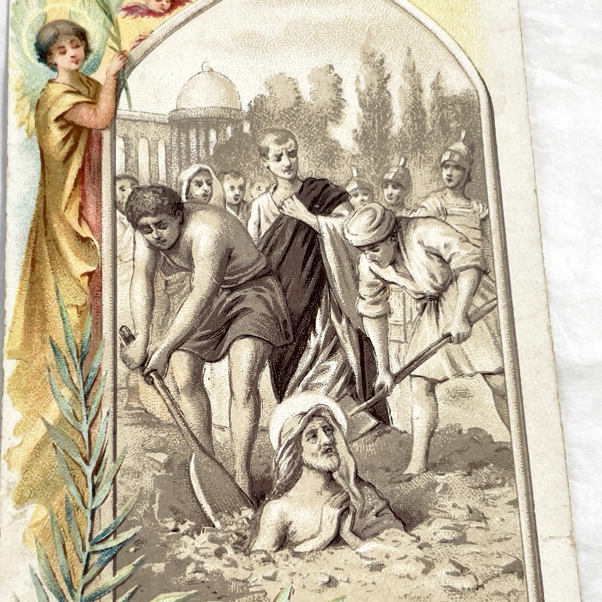 1900s - Vintage French Religious Card - Saint Vital of Ravenna Martyrdom - Chocolaterie D'Aiguebelle Advertising Chromo - Drôme Collectible