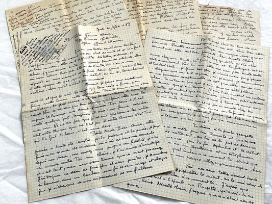 1940s - Two Long Handwritten French Love Letters - Evocative Intimate Vintage Correspondence from French Lovers - WWII Era Ephemera