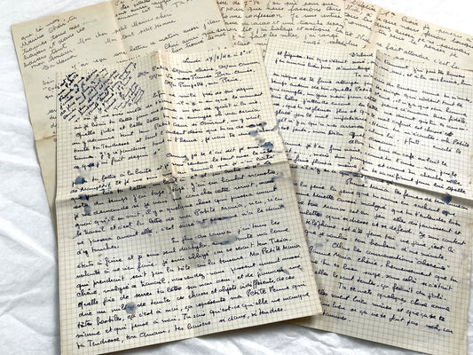 1940s - Two Long Handwritten Love Letters - Vintage French Correspondence - Romantic Ephemera