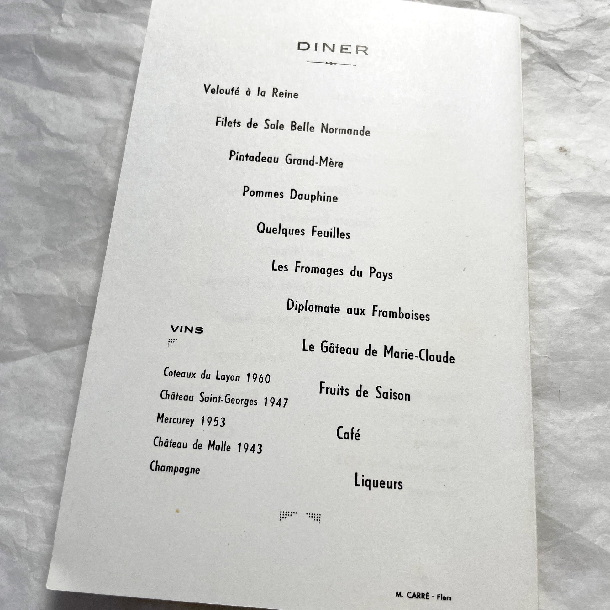 1960s - Vintage French Menu Card Set - Two Authentic Mid-Century Catholic Celebration Commemorative Menus - Dated 1961 & 1962