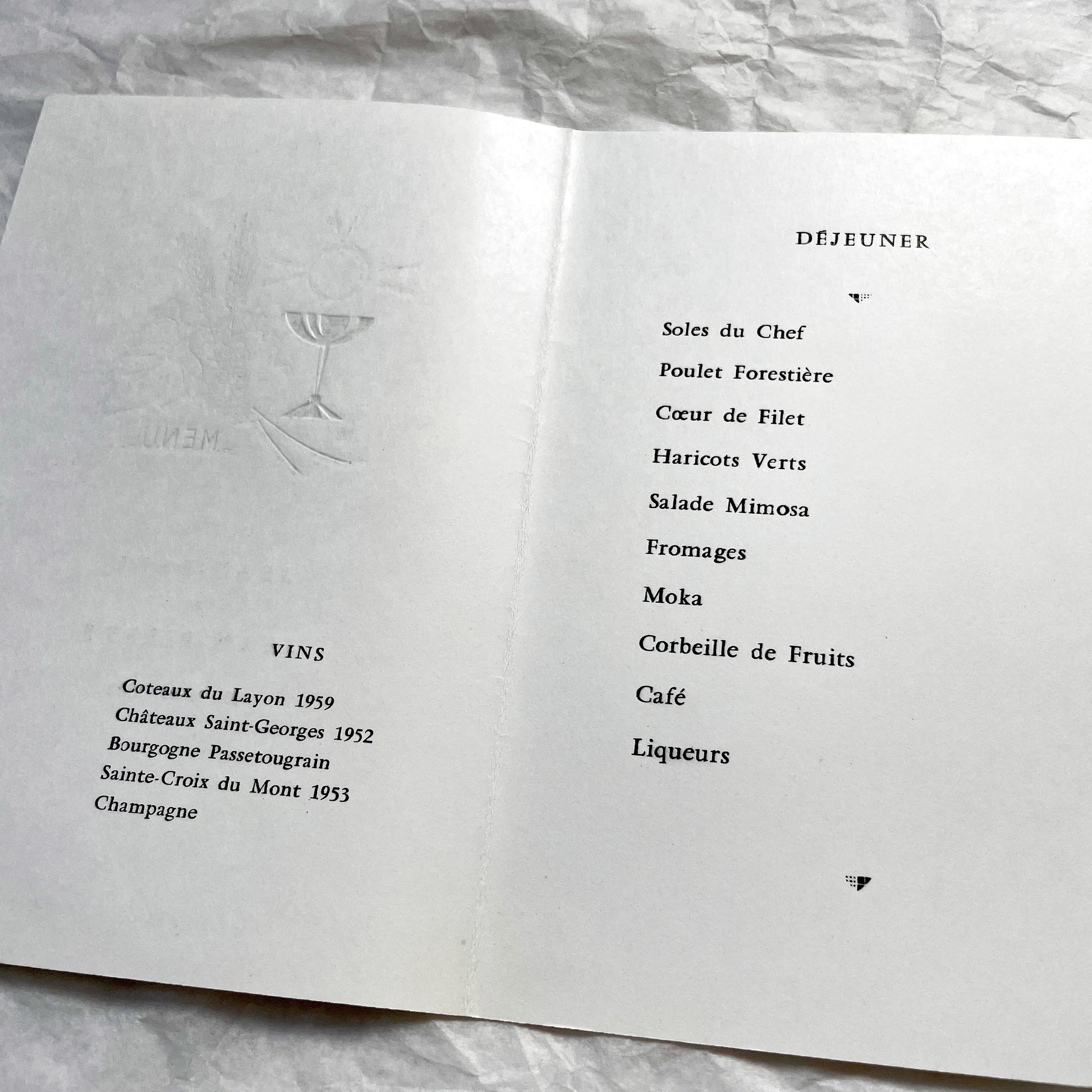 1960s - Vintage French Menu Card Set - Two Authentic Mid-Century Catholic Celebration Commemorative Menus - Dated 1961 & 1962