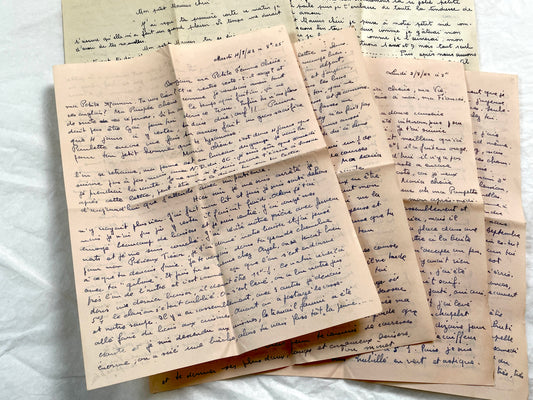 1940s - Two Long Handwritten French Love Letters - Vintage Wartime Correspondence Ephemera