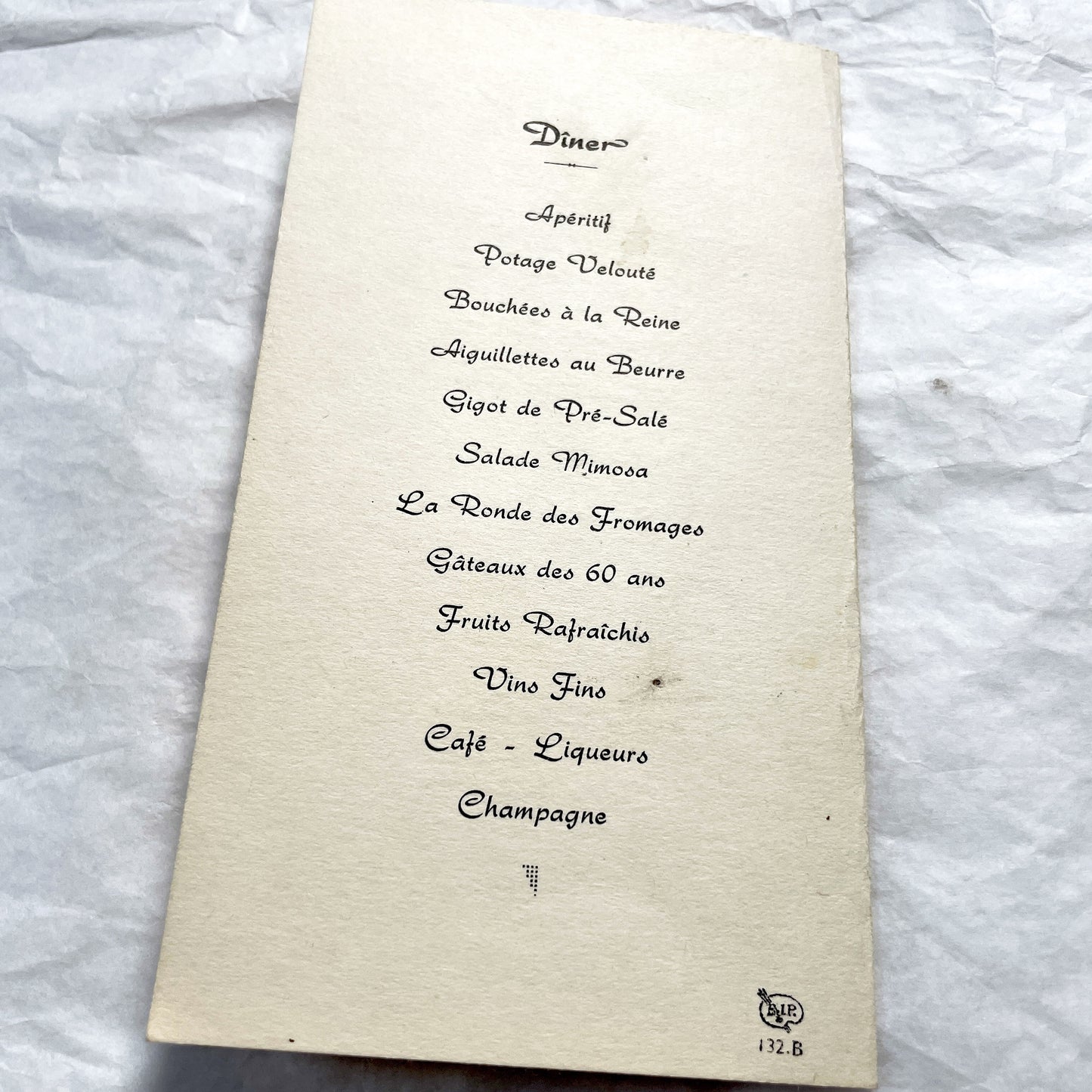 1960s - Vintage French Menu - 60th Birthday Celebration - September 1961 - Parisian Cuisine - Elegant Collectible Ephemera