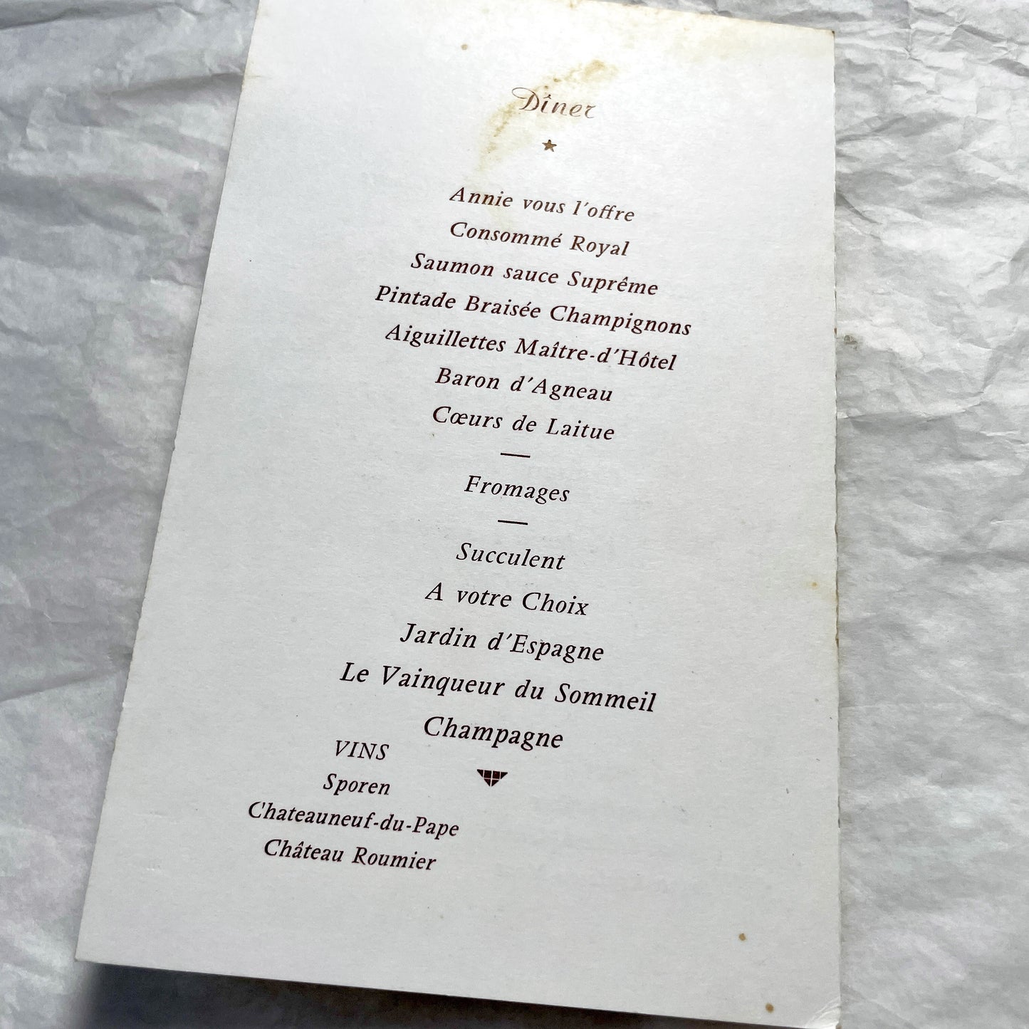 1960s - Vintage French First Communion Menu - Annie 1964 - Ornate Embossed Church Door Design - Gourmet Dining - Antique Paper Ephemera