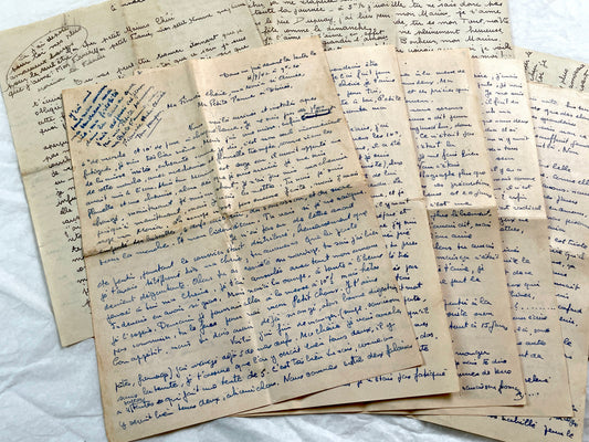 1940s - Two Original Long Handwritten French Love Letters - Vintage Correspondence - WWII Era Ephemera