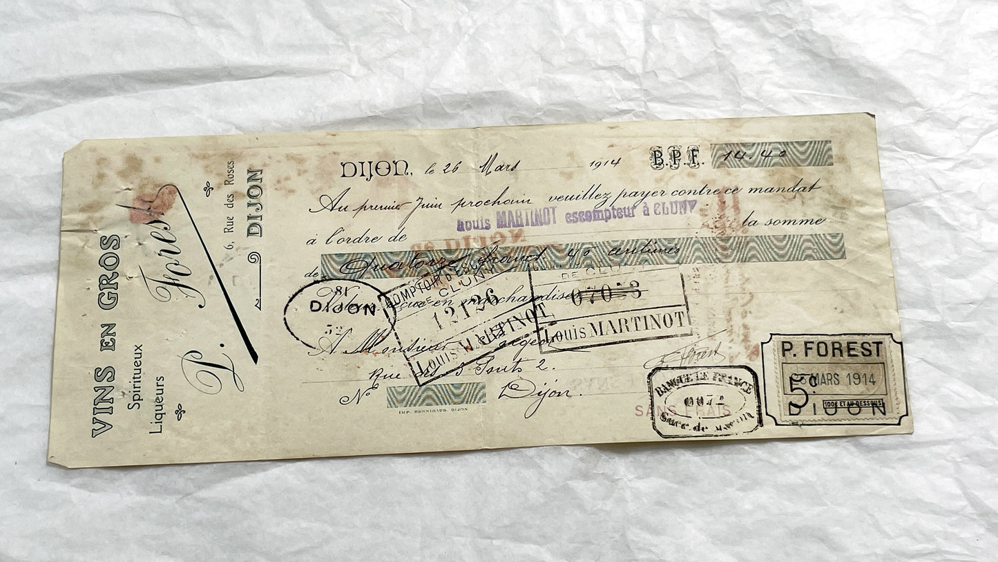 1920s - Lot of 6 Vintage French Bills of Exchange – Handwritten Commercial Documents with Stamps