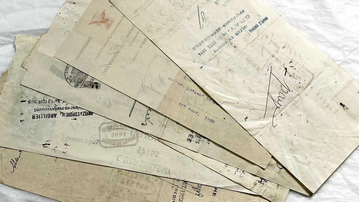 1920s - Lot of 6 Vintage French Bills of Exchange – Handwritten Commercial Documents with Stamps