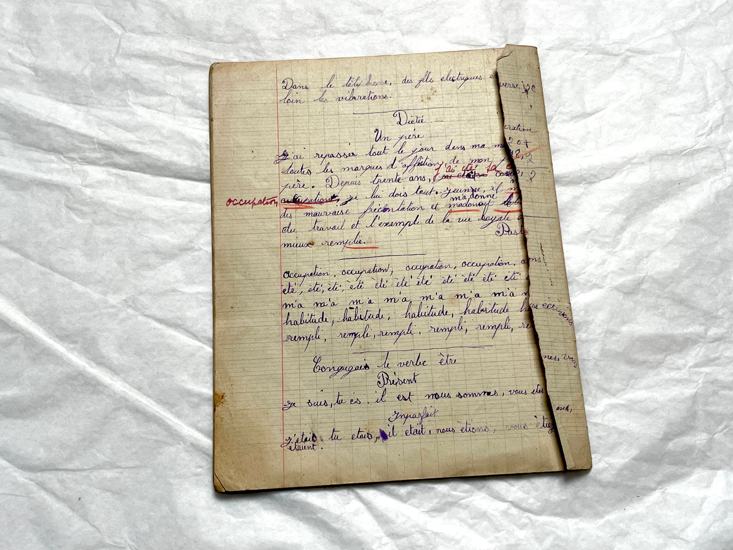 1920s - Vintage French School Notebook - Young Girl's Historical Education Ephemera - Handwritten Lessons
