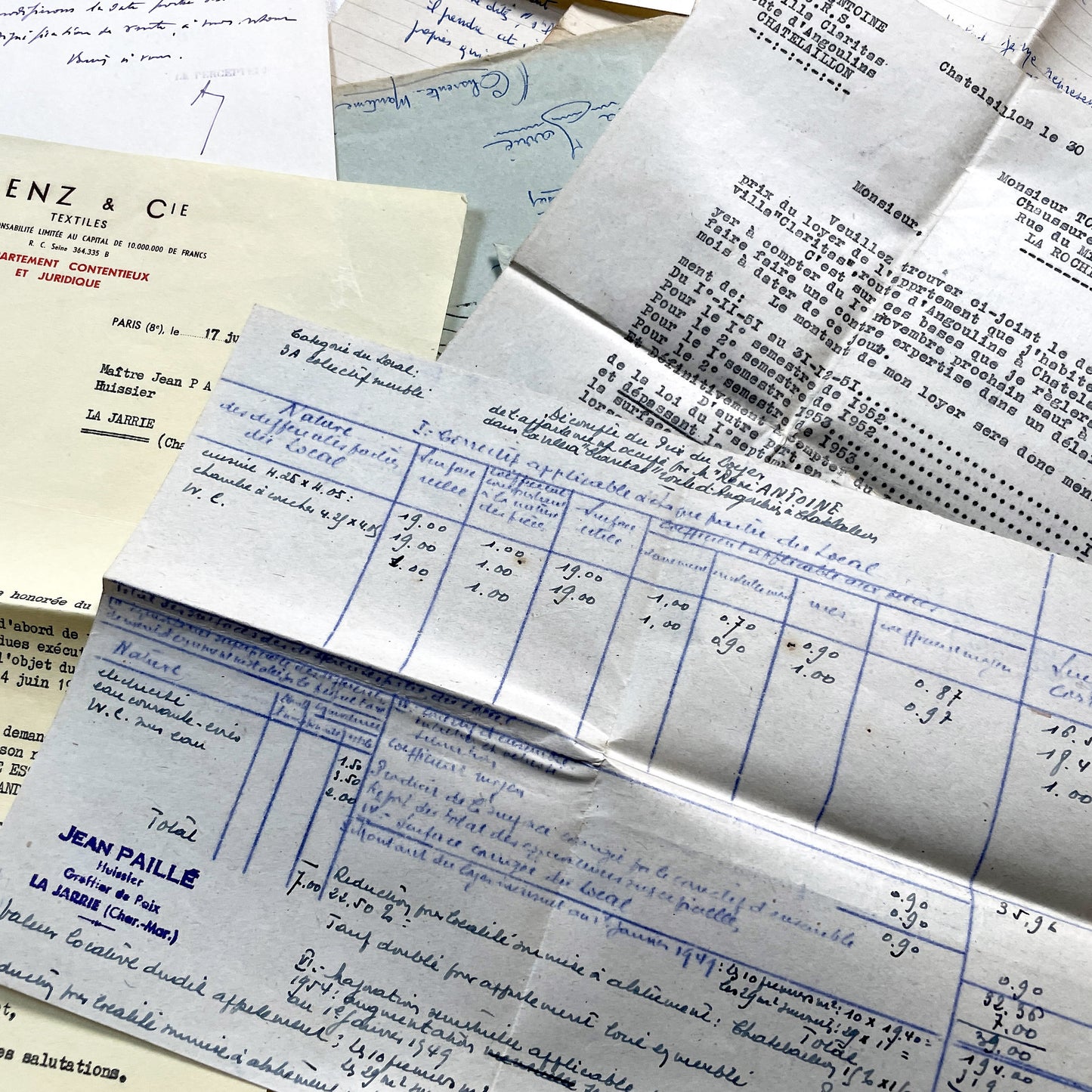 1950s - Vintage Ephemera Lot – French Letters, Invoices & Legal Documents from Notary Archive