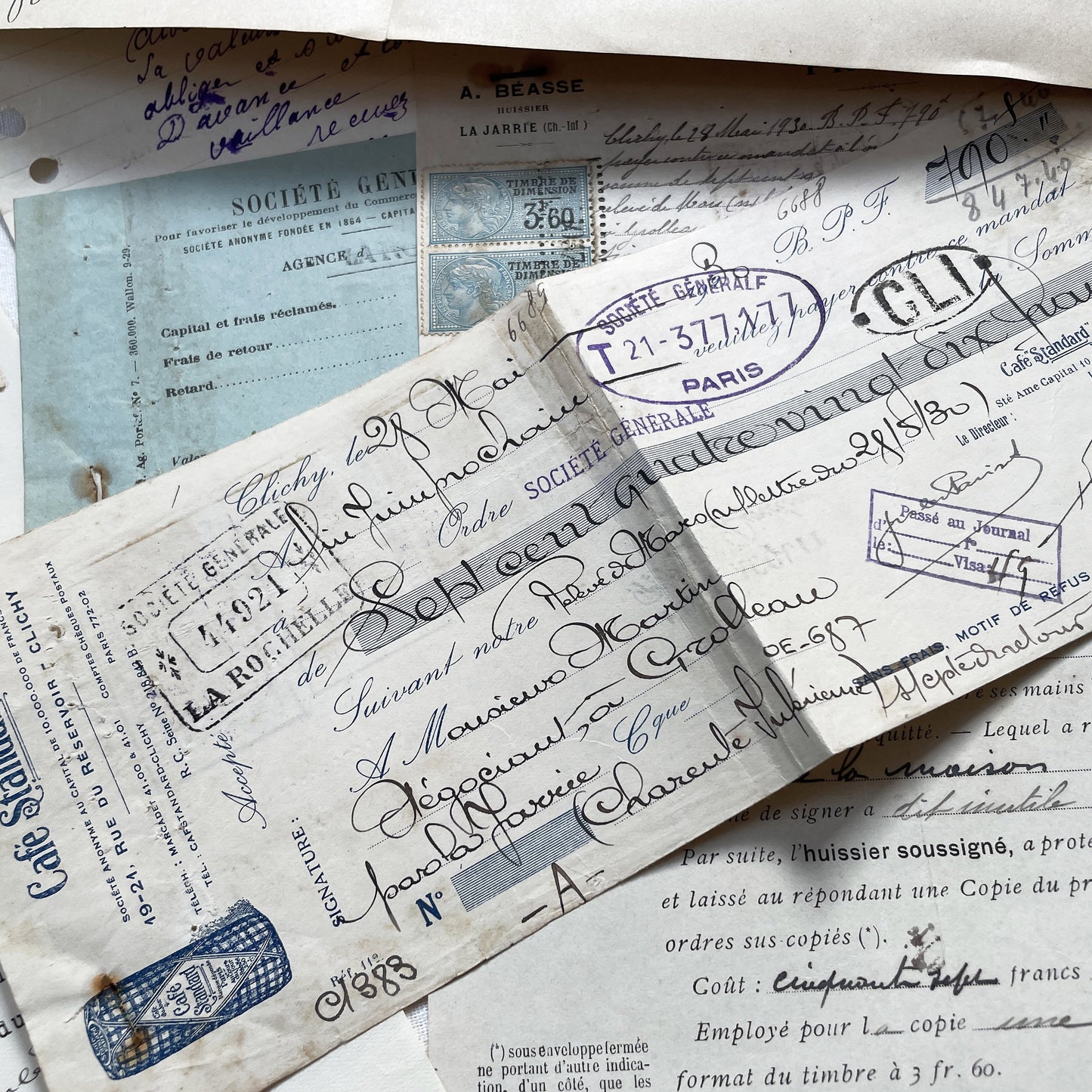 1930s - Vintage Ephemera Lot – French Letters, Invoices & Legal Documents from Notary Archive