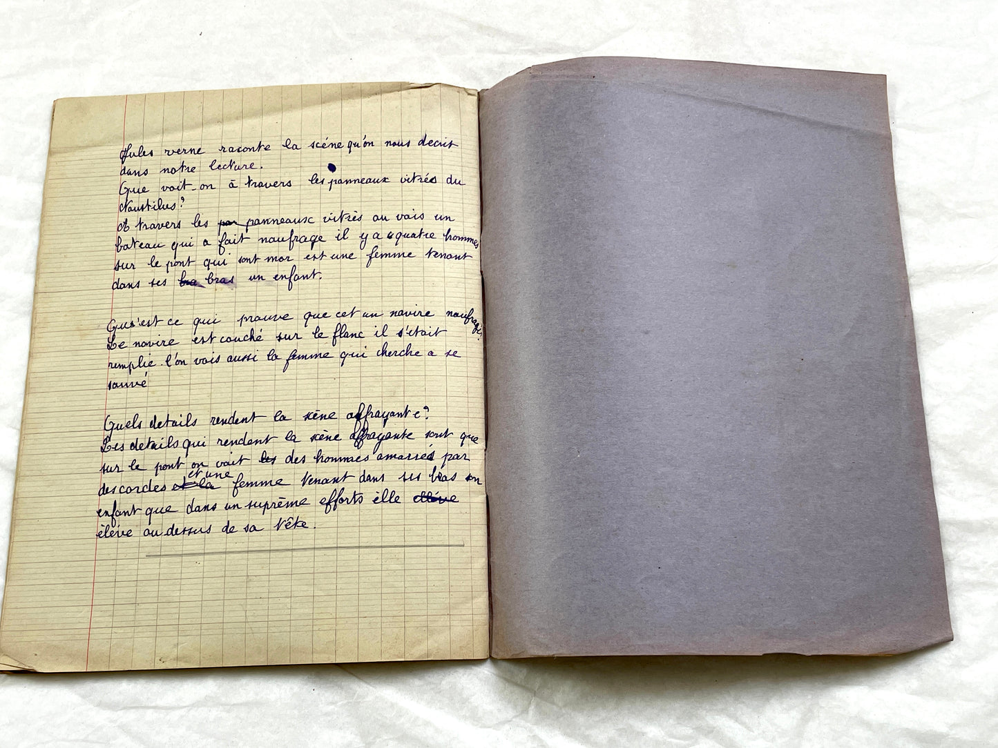 1920s - French School Notebook - Young Girl's Handwritten Exercises - Vintage Educational Ephemera - History